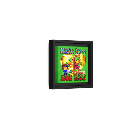 love peace - framed canvas art (green turf)