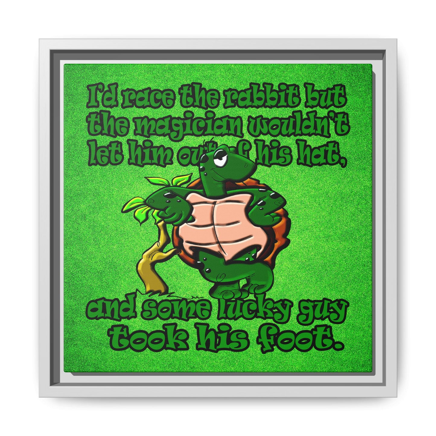 turtle race - framed canvas art (green turf)