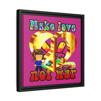 love peace - framed canvas art (pink)