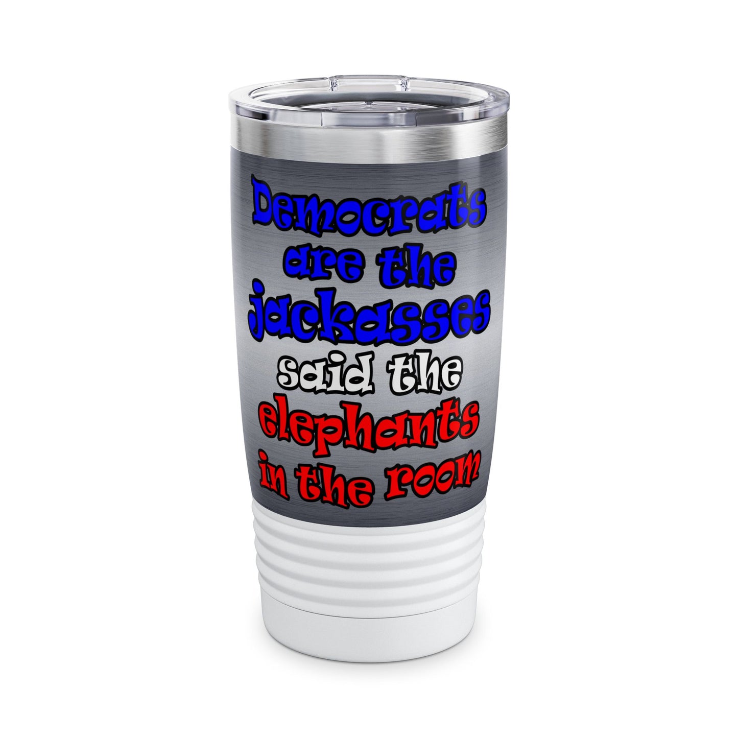 donkeys and elephants - Ringneck Tumbler, 20oz (brushed nickel)