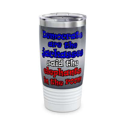 donkeys and elephants - Ringneck Tumbler, 20oz (brushed nickel)