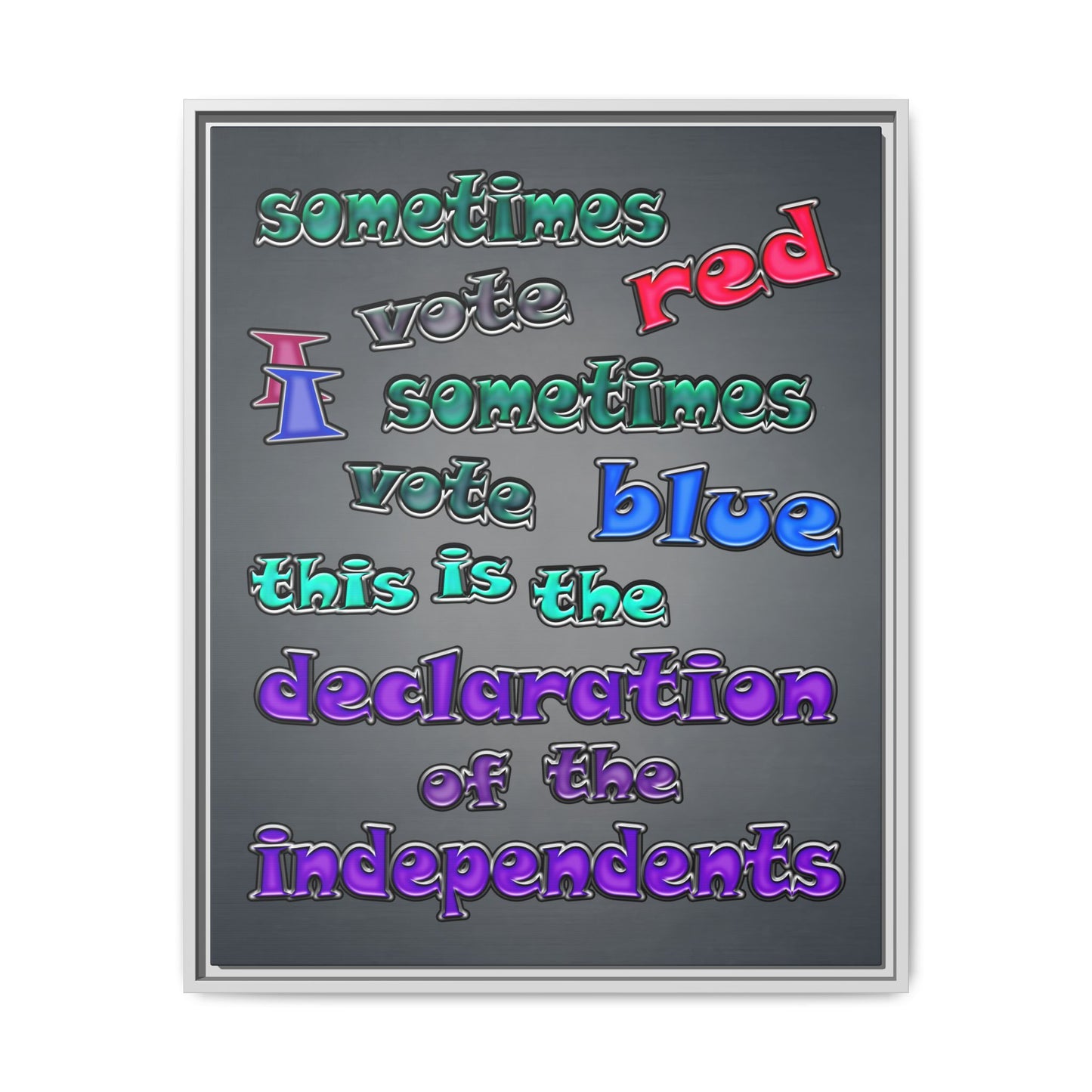 declaration of the independents - framed canvas art (grey-light grey)