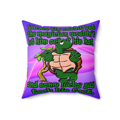 turtle race - Spun Polyester Square Pillow - (purple-pink wave)