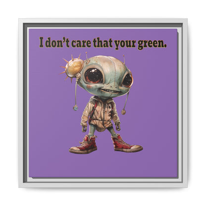 I don't care that your green - framed canvas art (light purple)