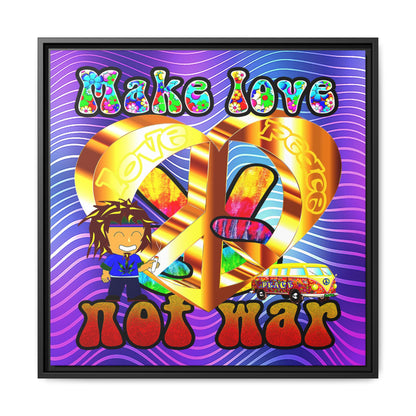 love peace - framed canvas art (purple wave)