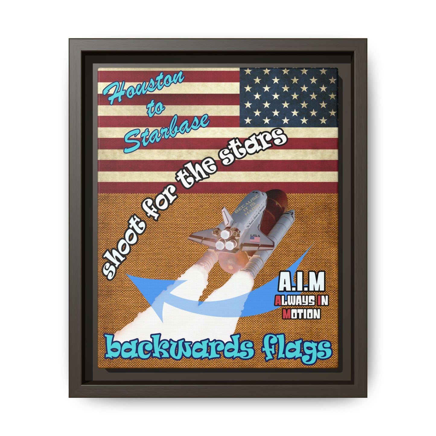 shoot for the stars - framed canvas art (brown papyrus)