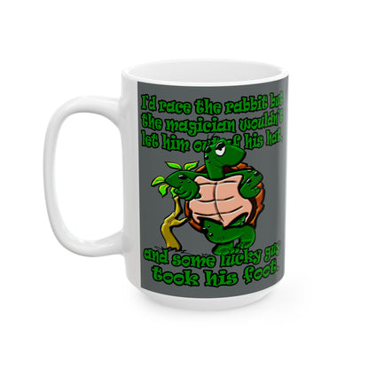 turtle race - White Mug (dark grey)