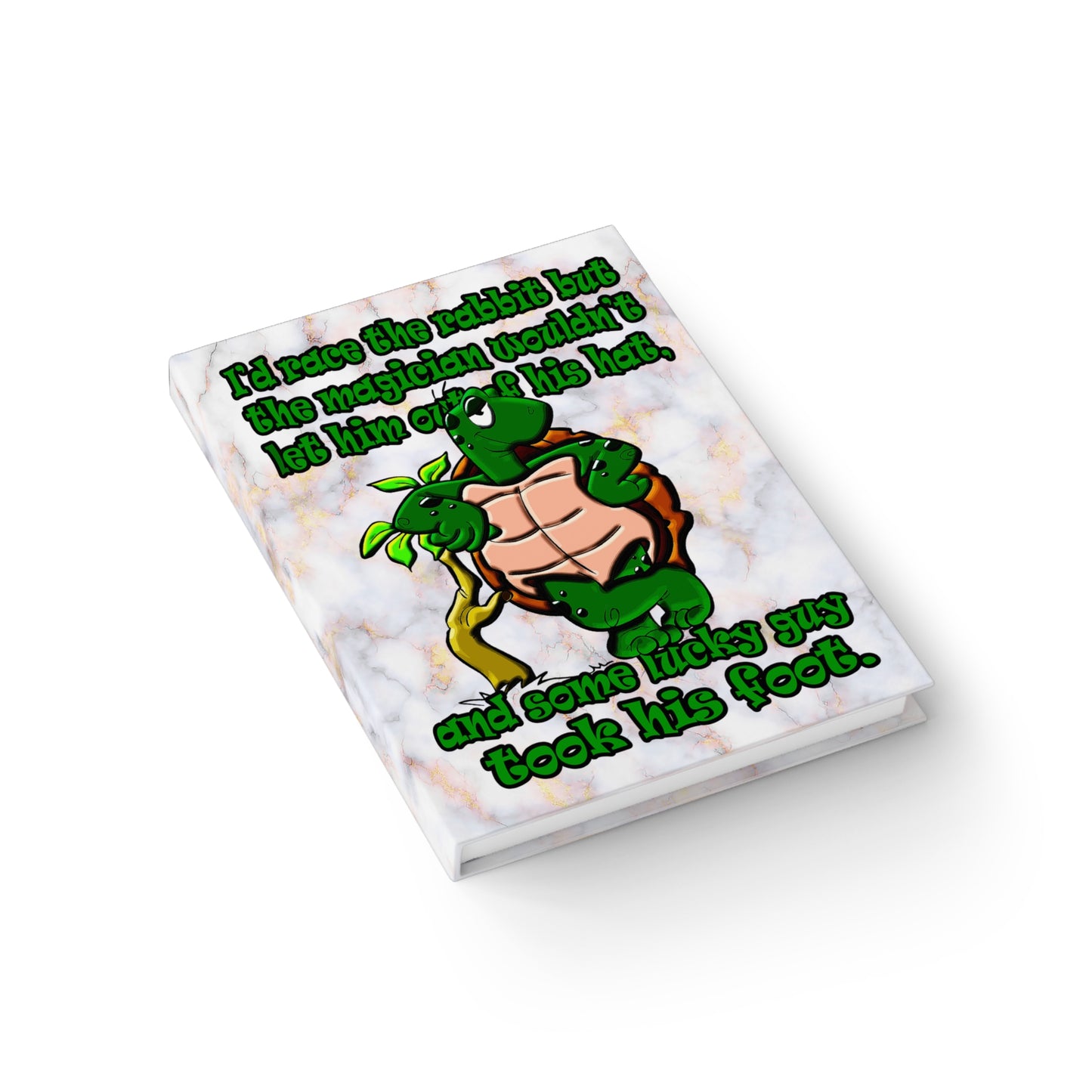 turtle race - journal-lined (white marble)