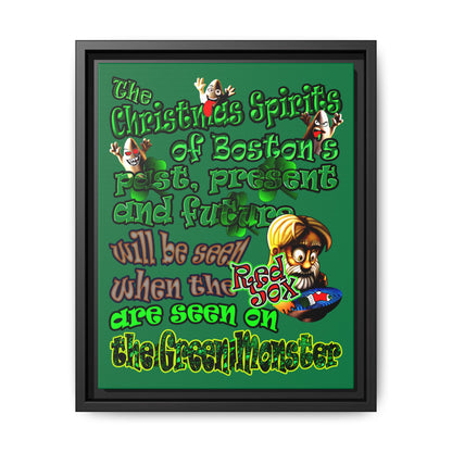 christmas spirits of boston - framed canvas art (dark green)