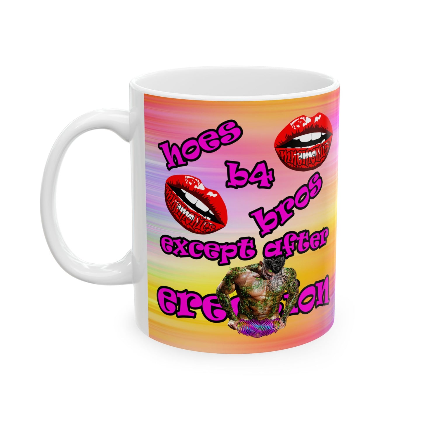 hoes b4 bros - White Mug (color blur)