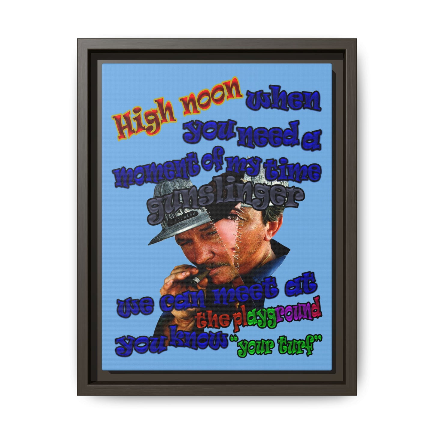 high noon - framed canvas art (light blue)