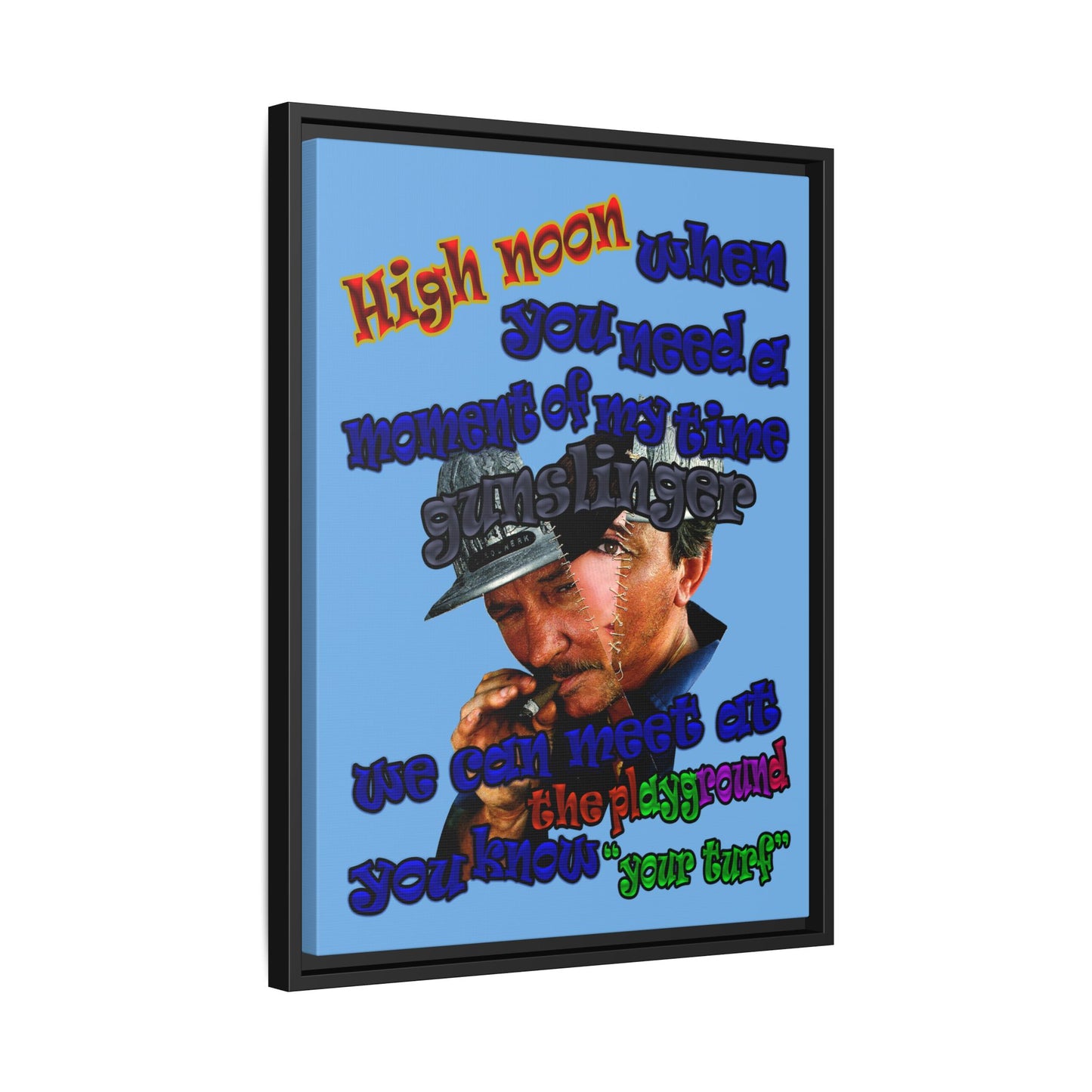 high noon - framed canvas art (light blue)