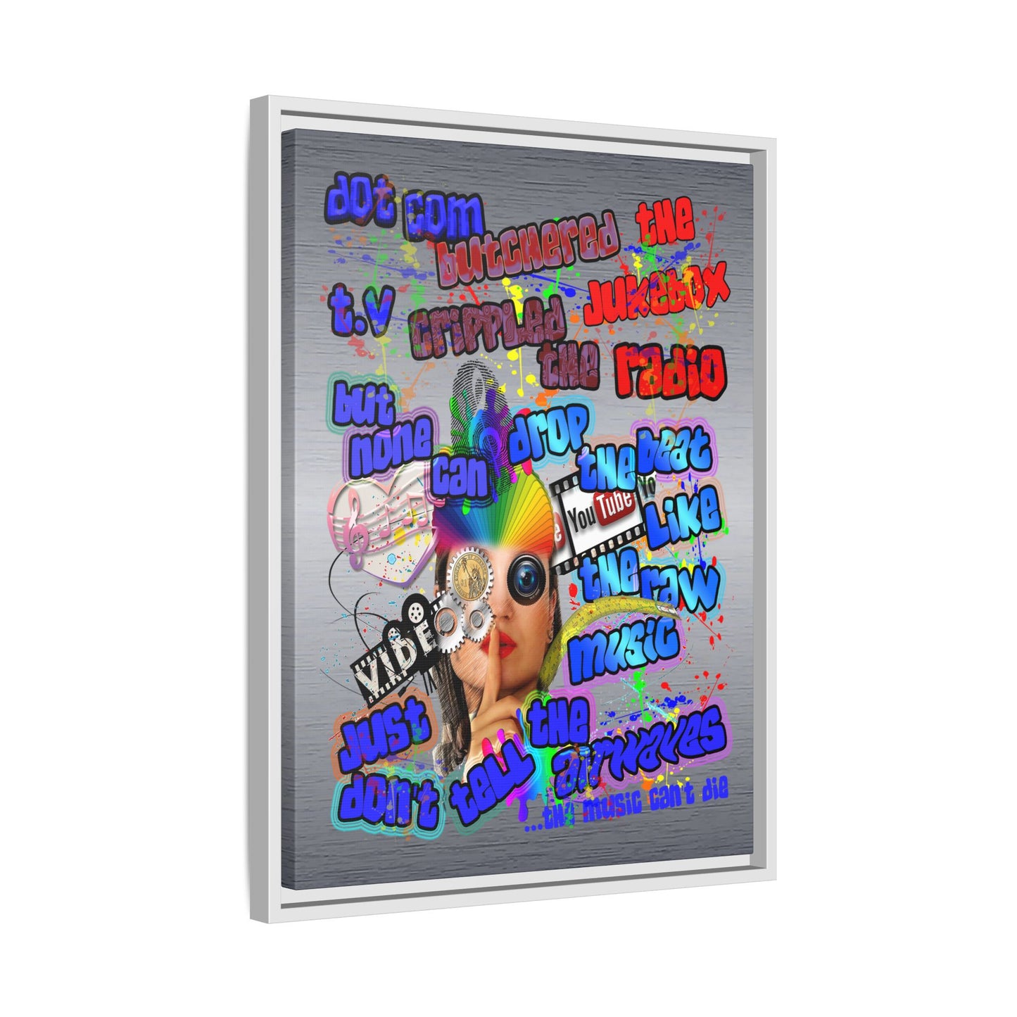 drop the beat - framed canvas art (brushed nickel)