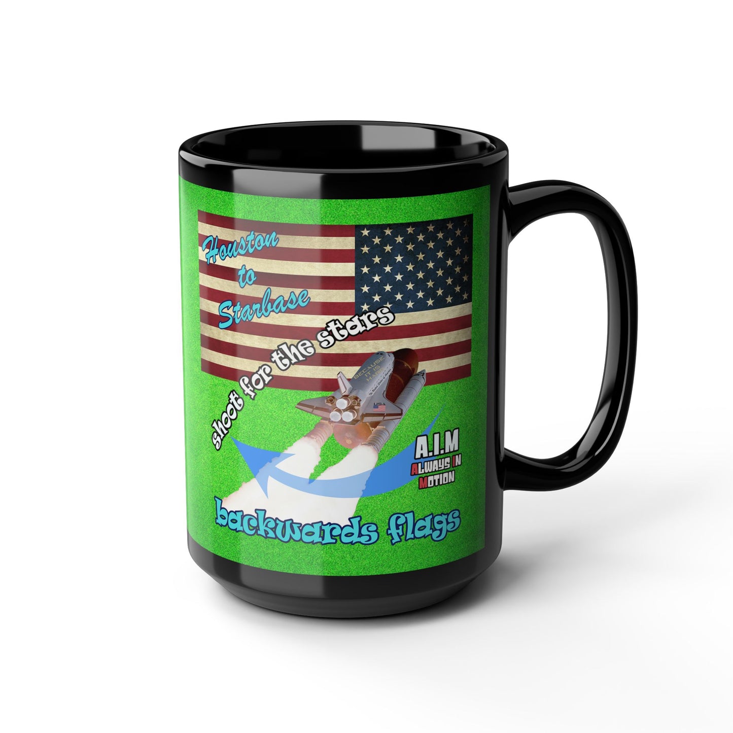 shoot for the stars - Black Mug (green turf)