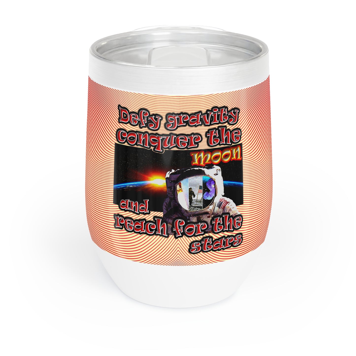 defy conquer reach - Chill Wine Tumbler (yellow-orange wave)