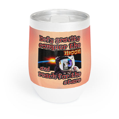 defy conquer reach - Chill Wine Tumbler (yellow-orange wave)