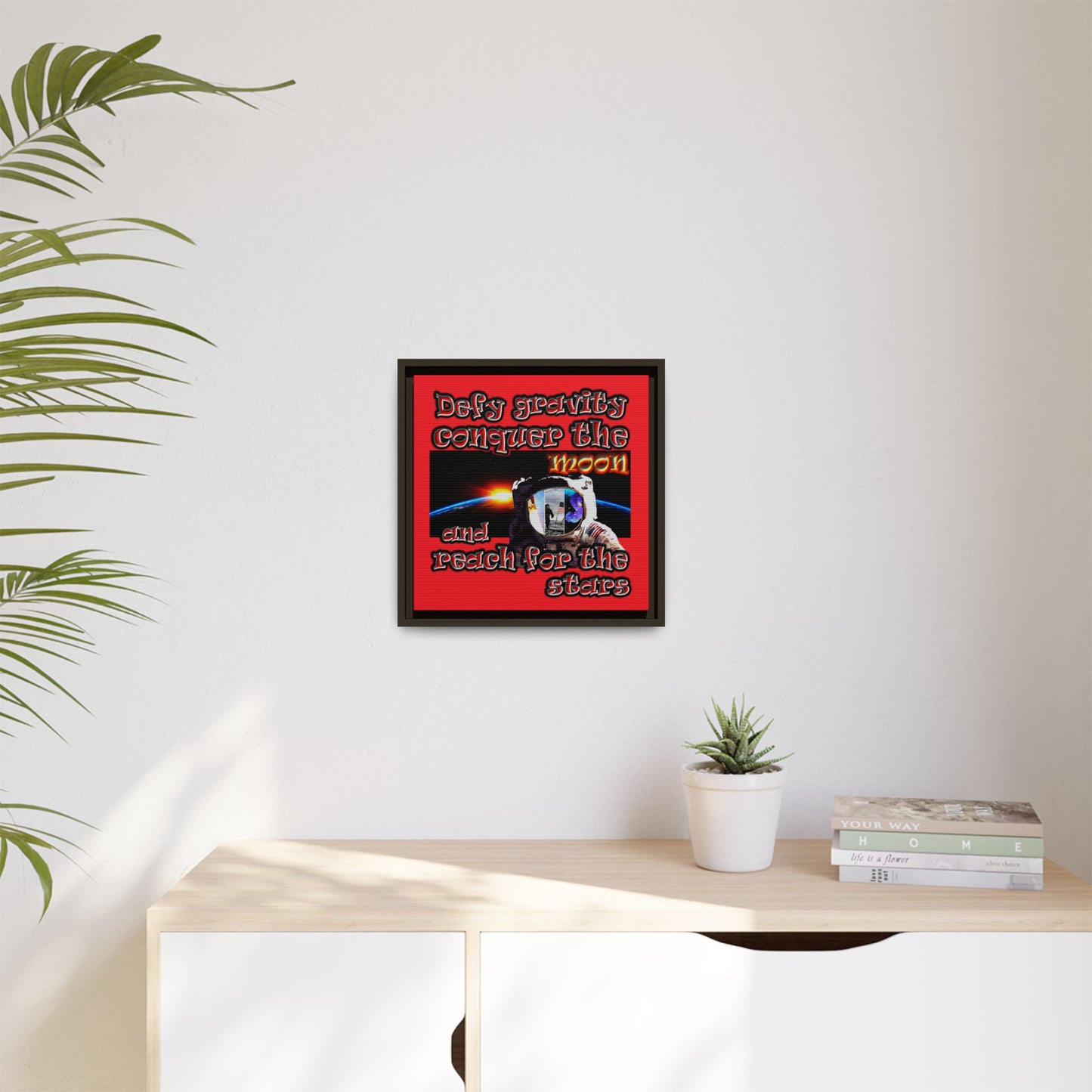 defy conquer reach - framed canvas art (red)