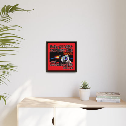 defy conquer reach - framed canvas art (red)