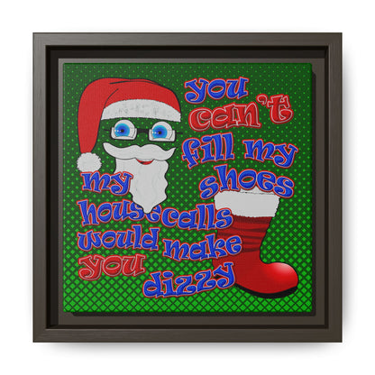 santa's shoes - framed canvas art (logo green)