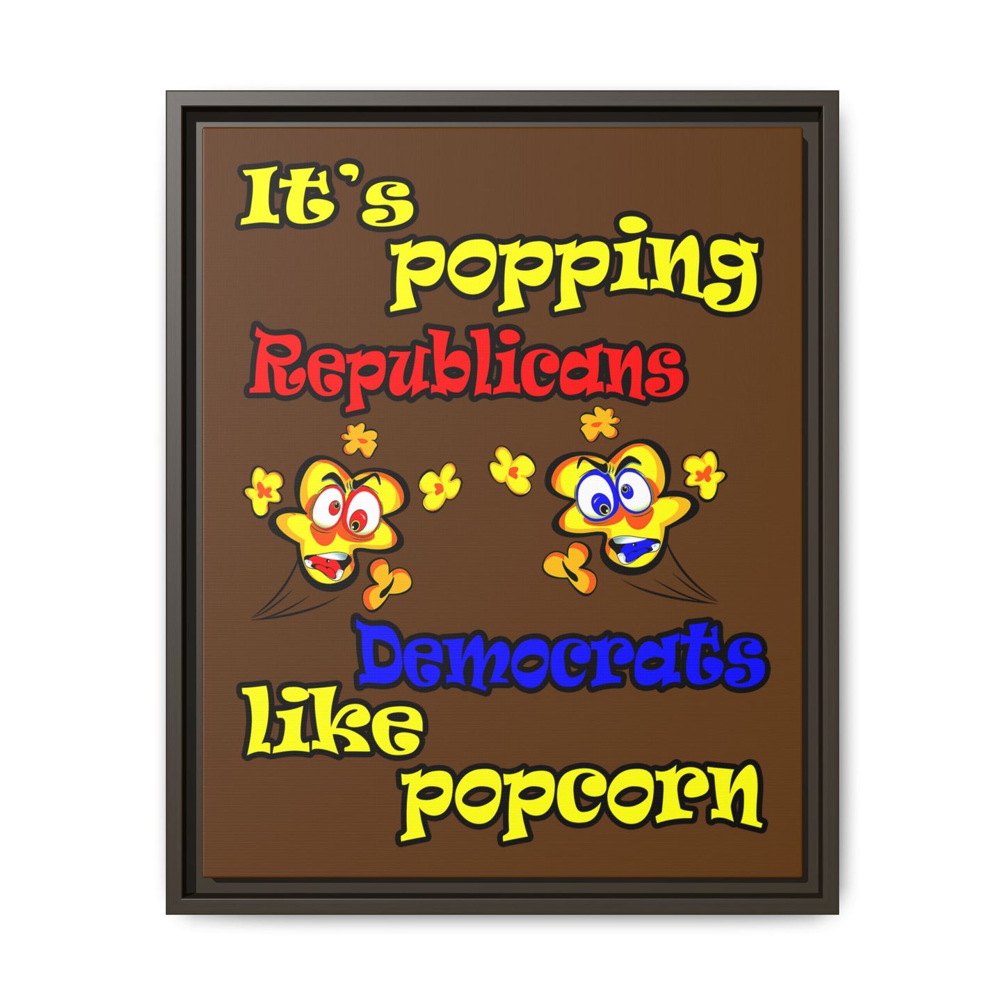 popping like popcorn - framed canvas art (brown)