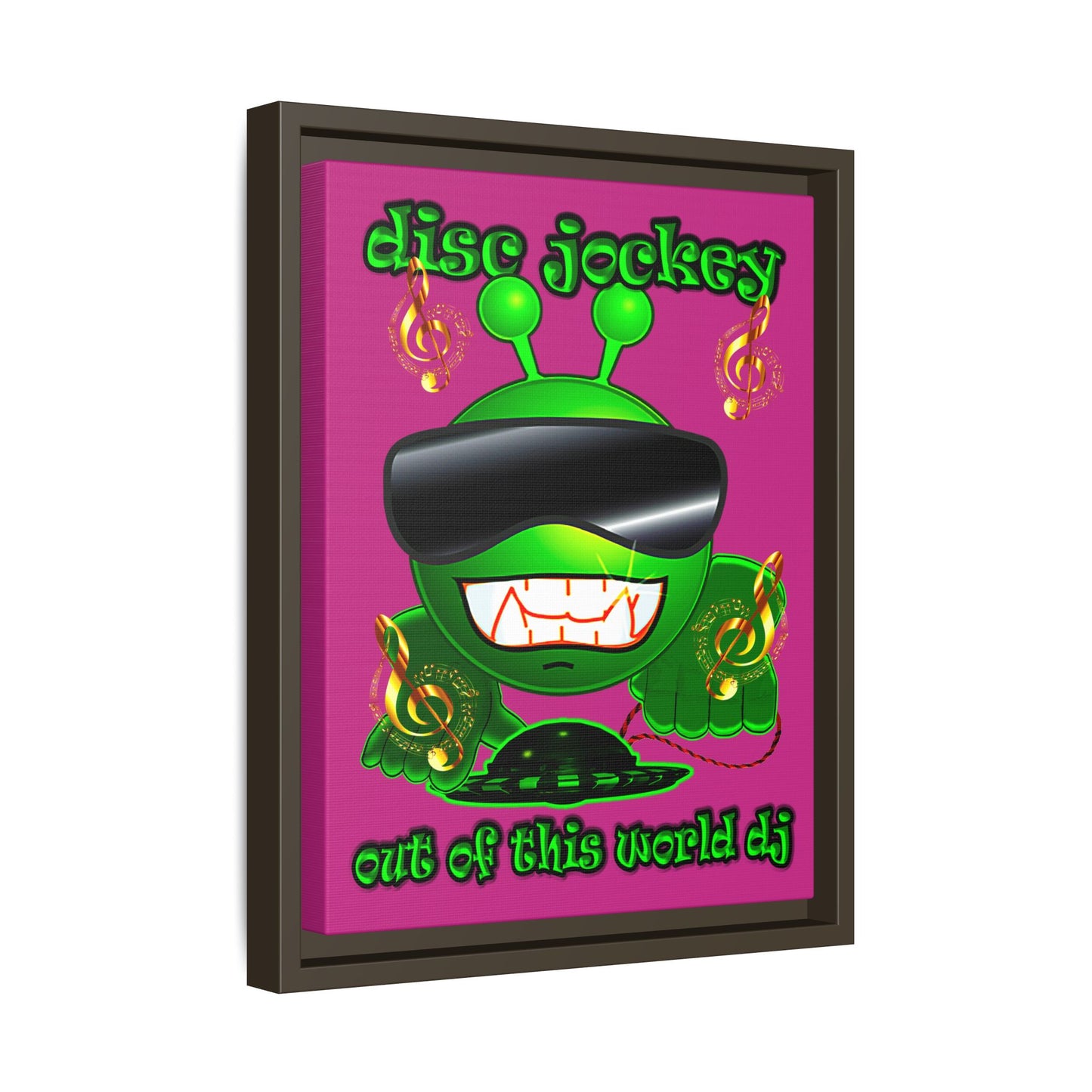 disc jockey - framed canvas art (pink)