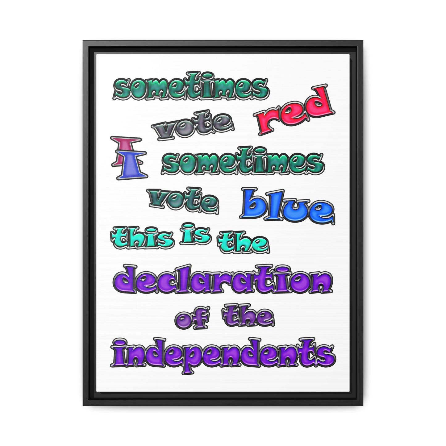 declaration of the independents - framed canvas art (white)