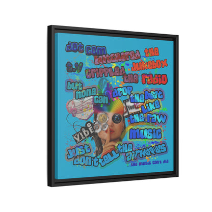 drop the beat - framed canvas art (turquoise)