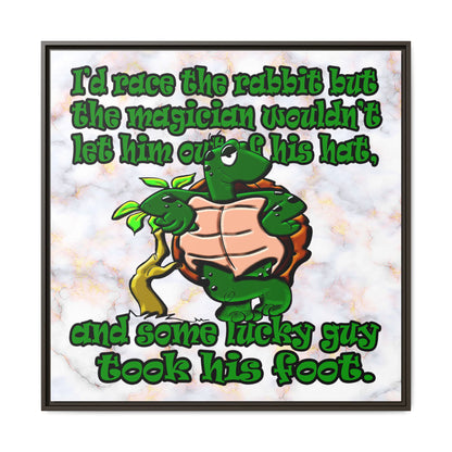 turtle race - framed canvas art (white marble)