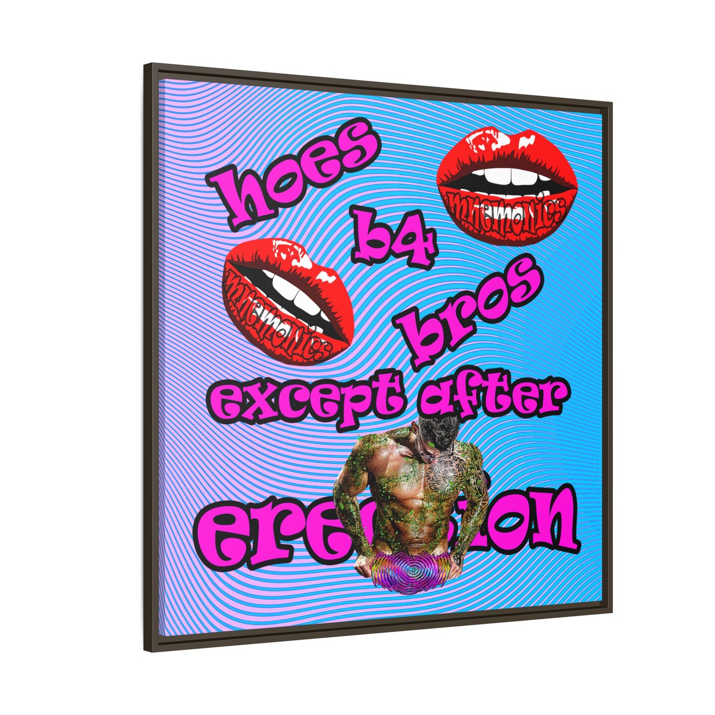 hoes b4 bros - framed canvas art (light blue-purple wave)