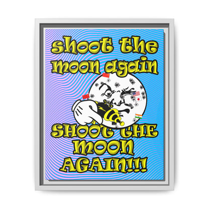 shoot the moon again - framed canvas art (light blue-purple wave)