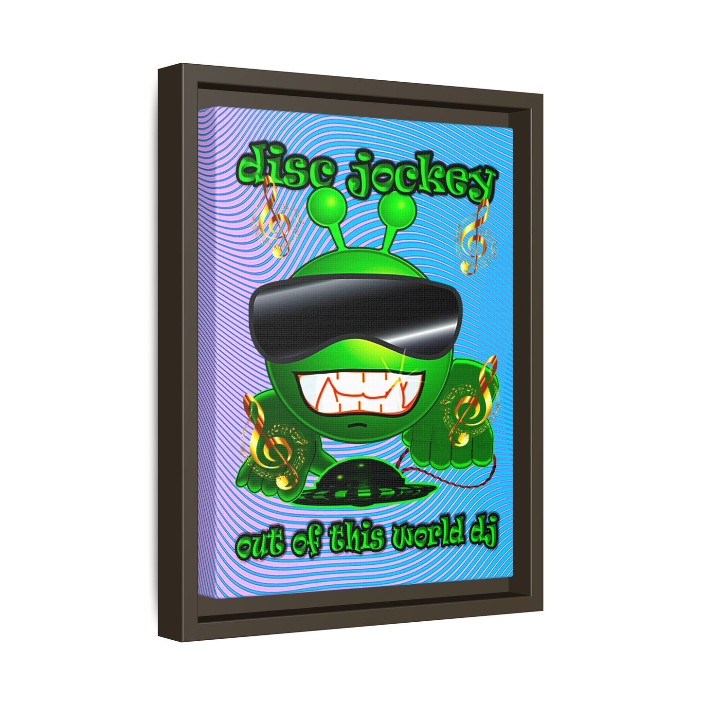 disc jockey - framed canvas art (light blue-purple wave)