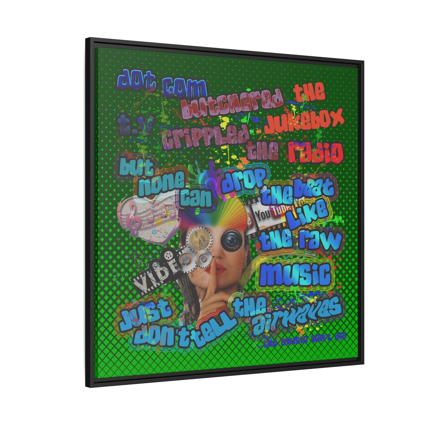 drop the beat - framed canvas art (logo green)