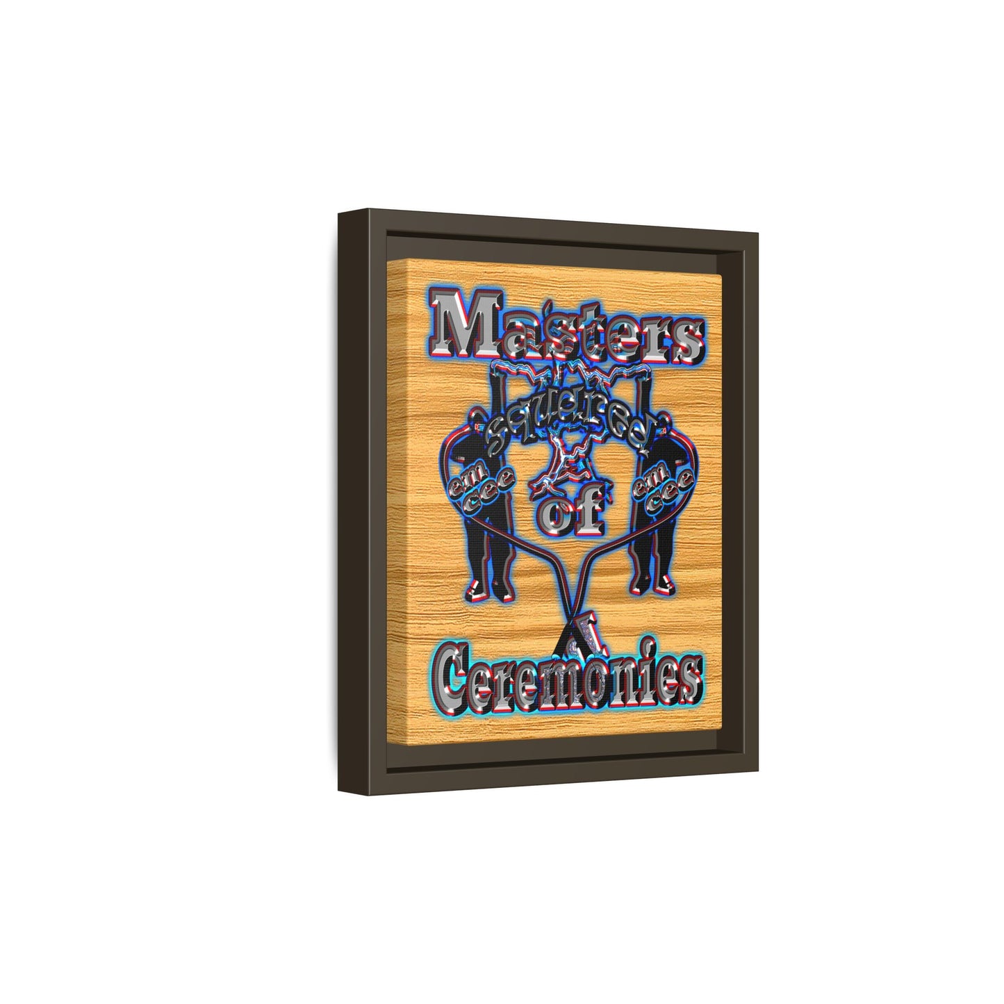em cee squared - framed canvas art (butterscotch wood finish)