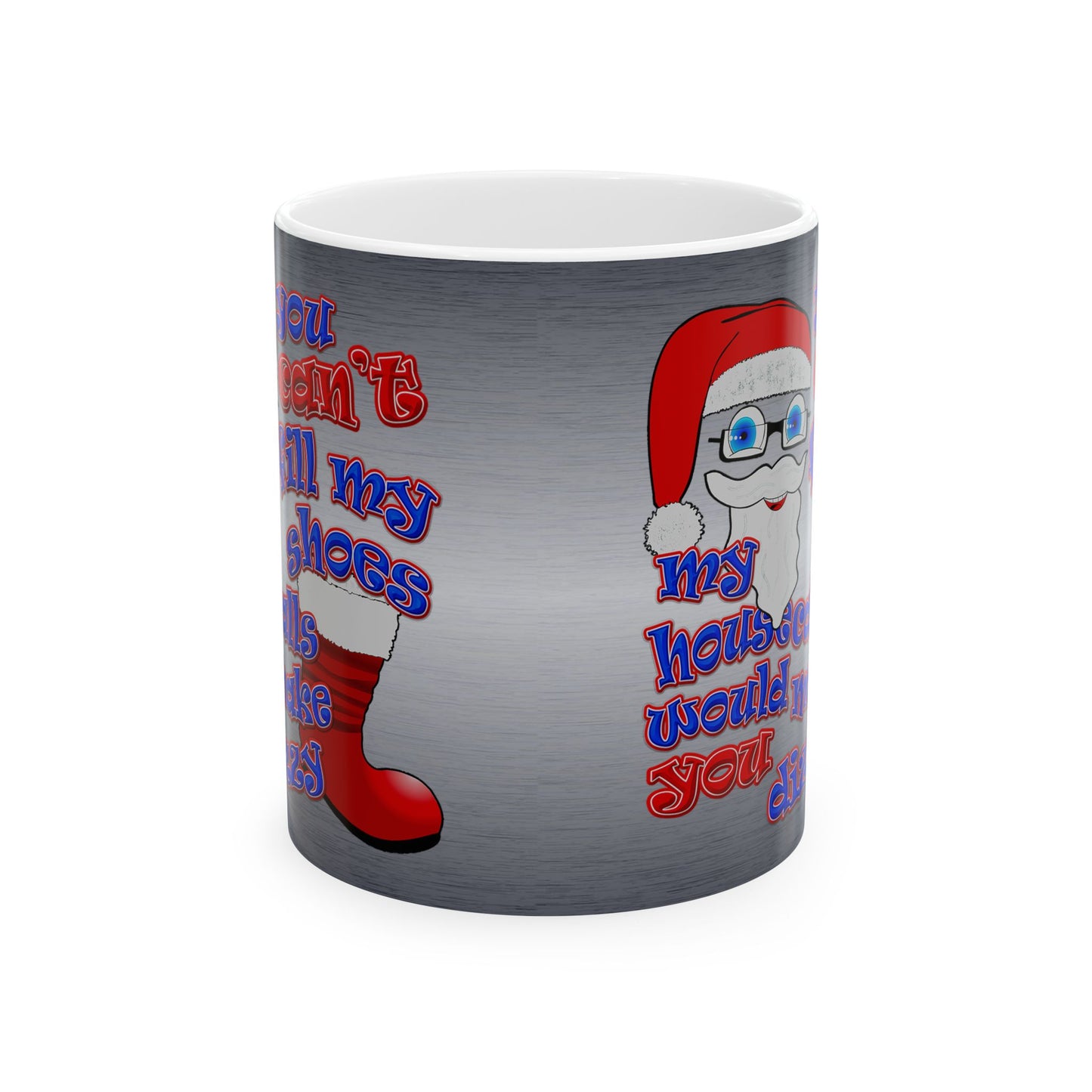 santa's shoes - White Mug (brushed nickel)