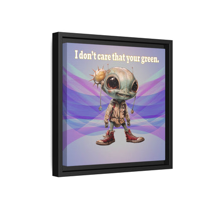 I don't care that your green - framed canvas art (light blue-pink wave)