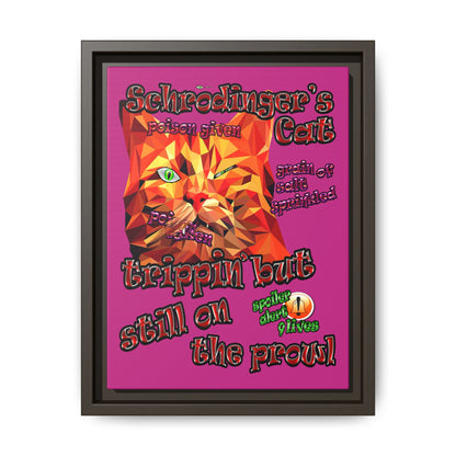 schrodinger's cat - framed canvas art (pink)