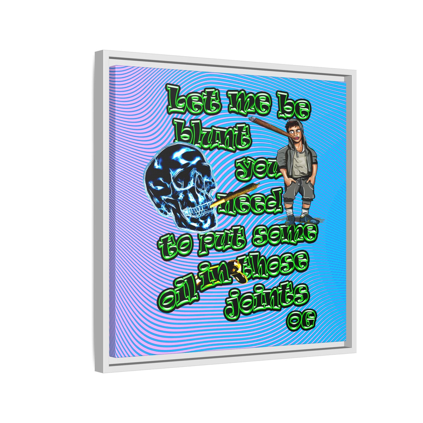 og - framed canvas art (light blue-purple wave)