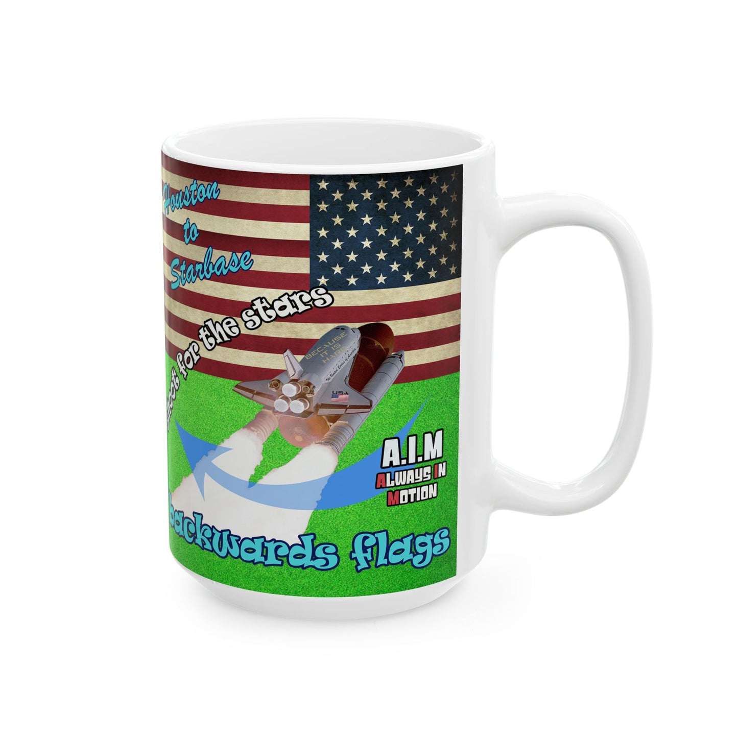 shoot for the stars - White Mug (green turf)
