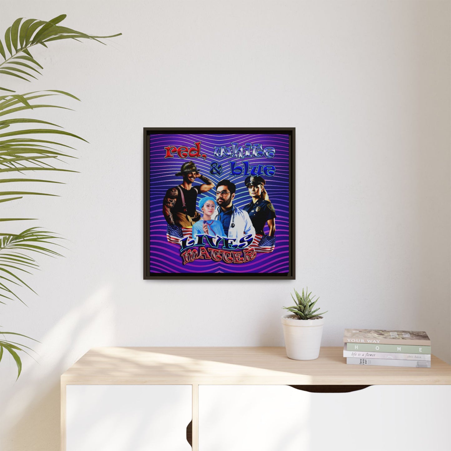 rw&b lives matter - framed canvas art (purple wave)