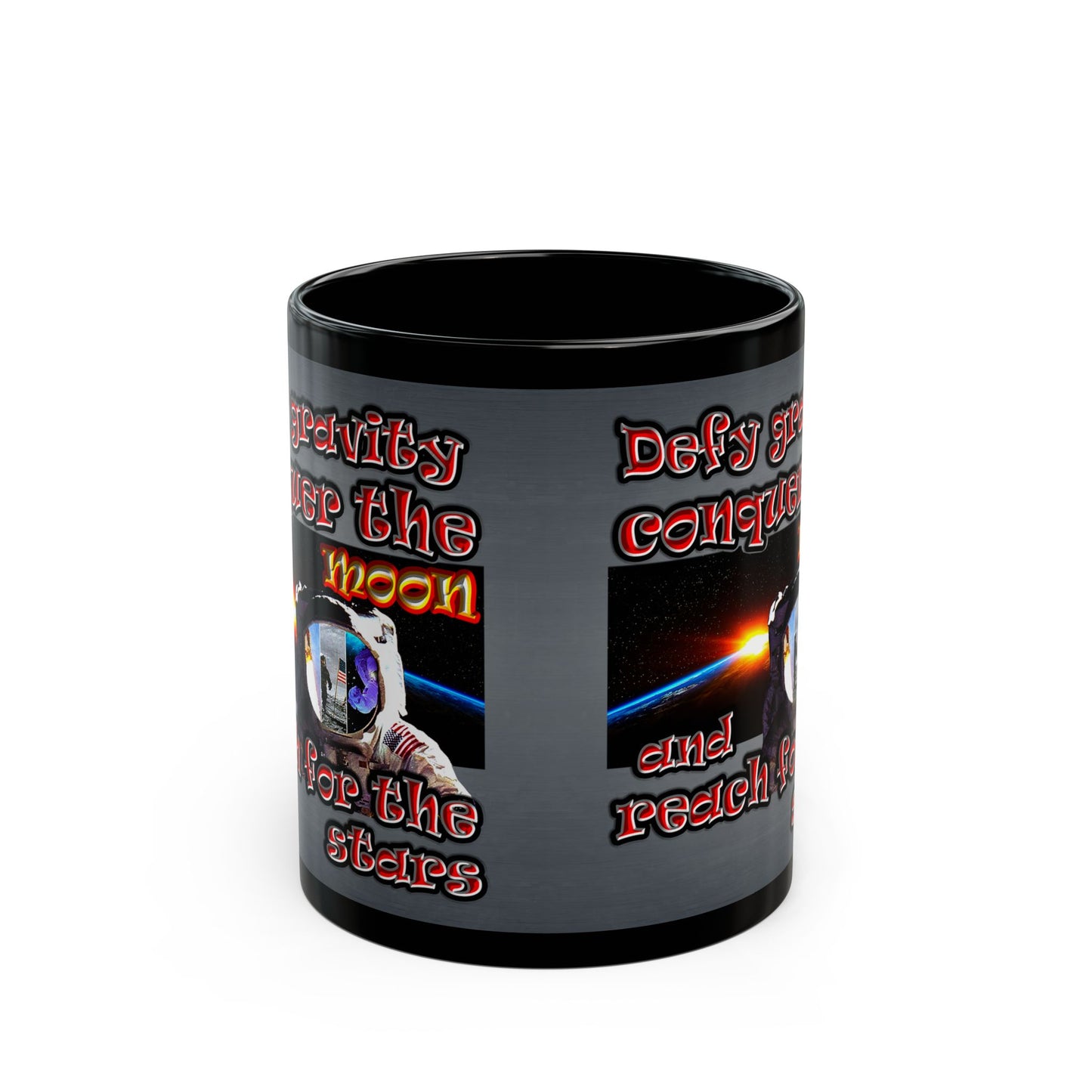 defy conquer reach - Black Mug (grey-light grey)