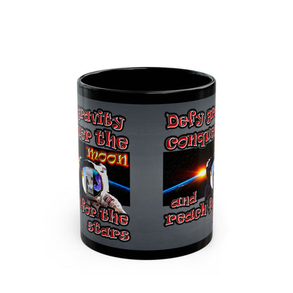defy conquer reach - Black Mug (grey-light grey)
