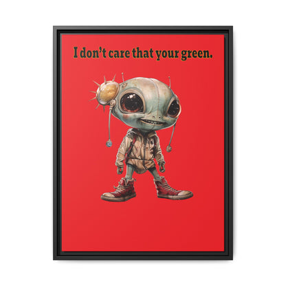 I don't care that your green - framed canvas art (red)