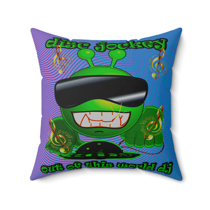 disc jockey - Spun Polyester Square Pillow - (light blue-purple wave)