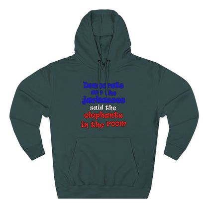 donkeys and elephants - Three-Panel Fleece Hoodie