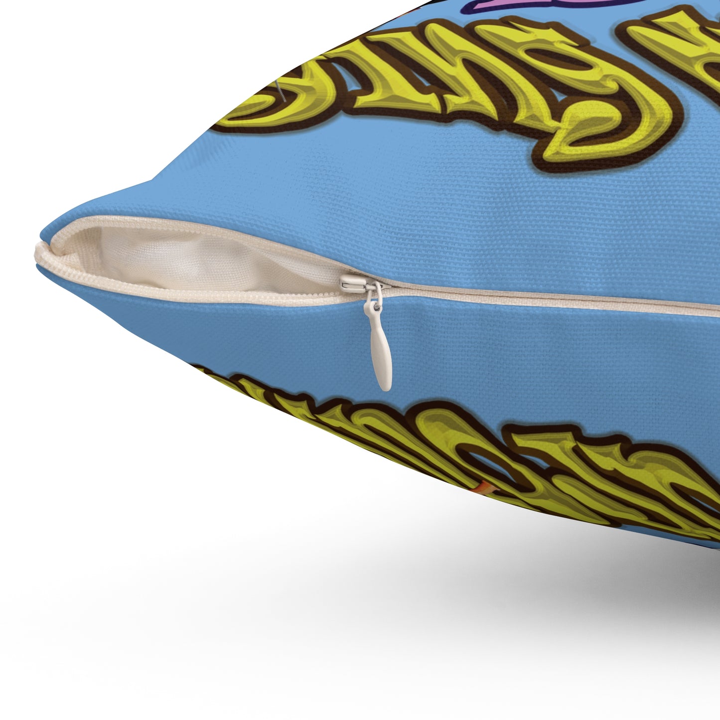 the bum's shit - Spun Polyester Square Pillow - (light blue)