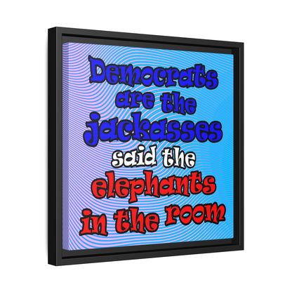 donkeys and elephants - framed canvas art (light blue-purple wave)