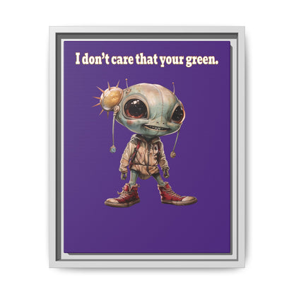I don't care that your green - framed canvas art (purple)