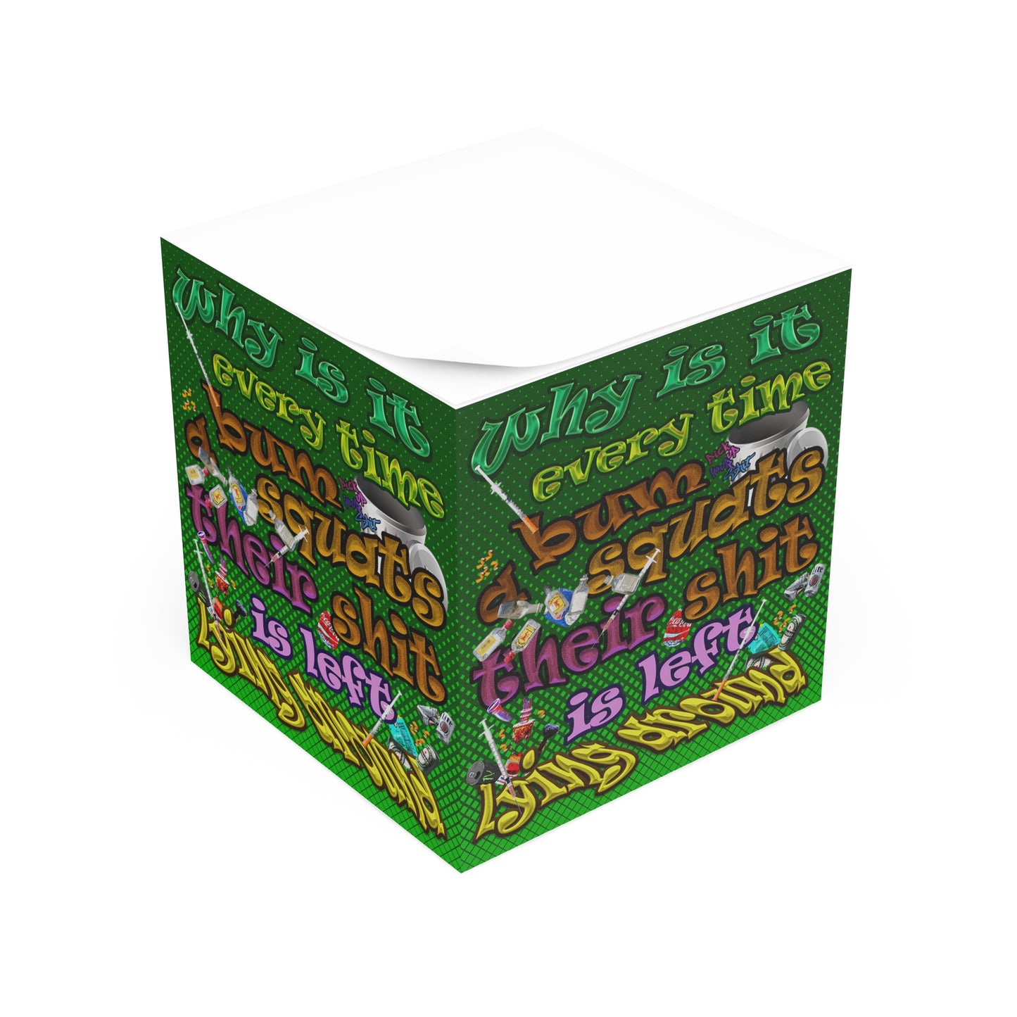 the bum's shit - note cube (logo green)