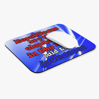 donkeys and elephants - Mouse Pad (Rectangle) (blue-white wave)