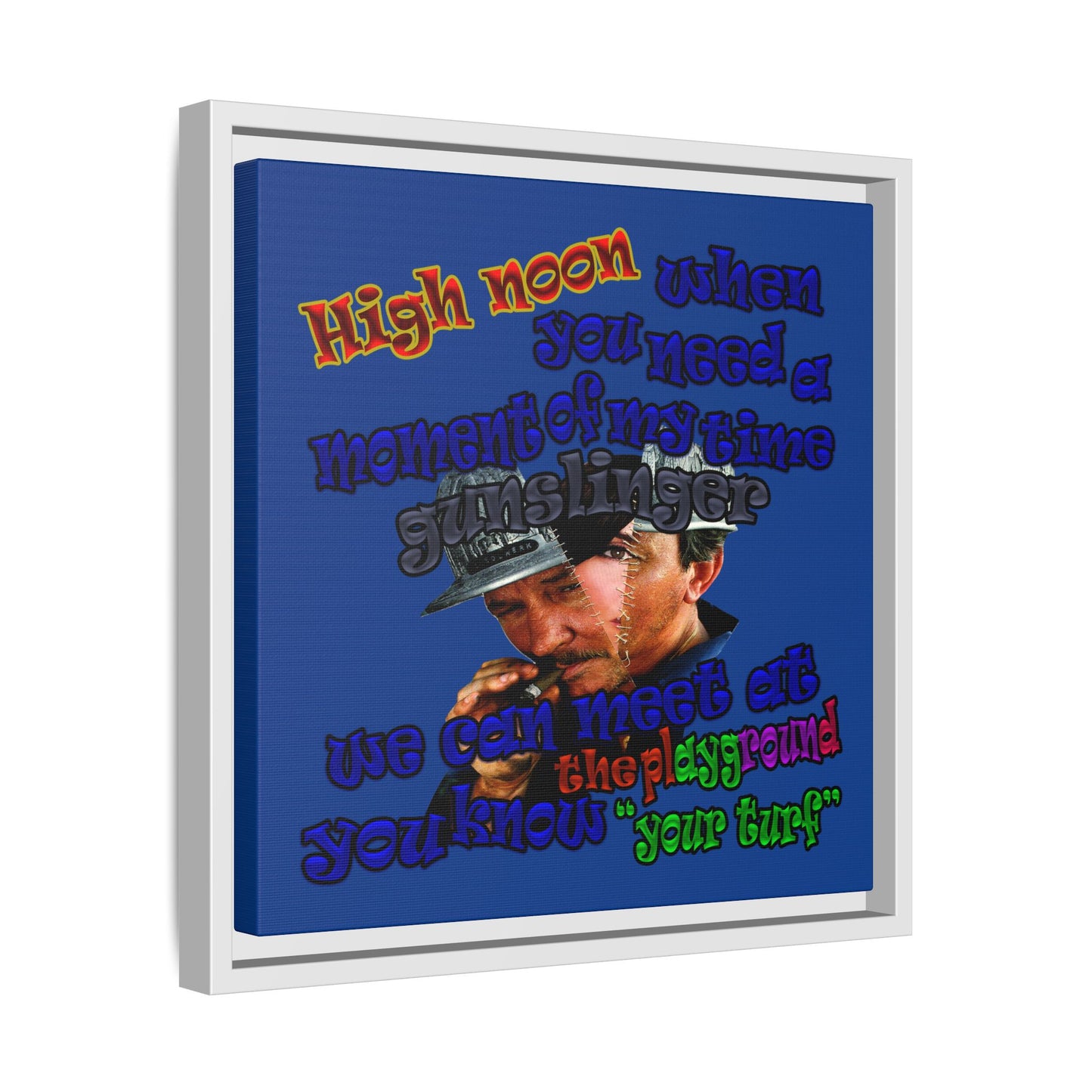 high noon - framed canvas art (dark blue)